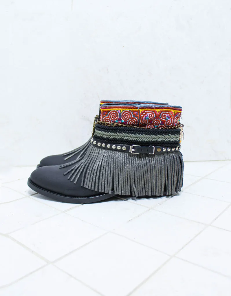 Custom Made Boho Boots in Black | SIZE 41