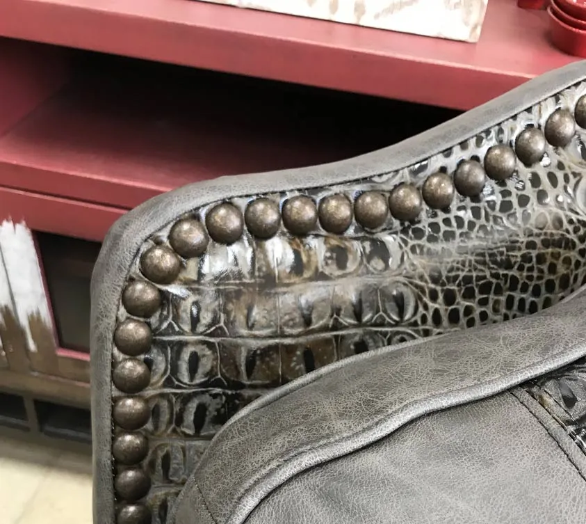 Custom Republic VIP Recliner Fargo Grey With Aged Gator