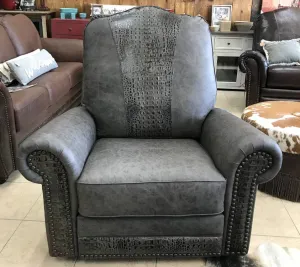Custom Republic VIP Recliner Fargo Grey With Aged Gator