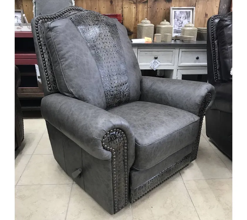 Custom Republic VIP Recliner Fargo Grey With Aged Gator