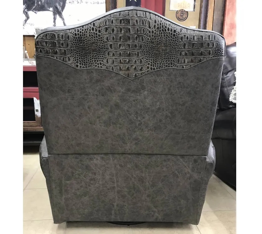 Custom Republic VIP Recliner Fargo Grey With Aged Gator
