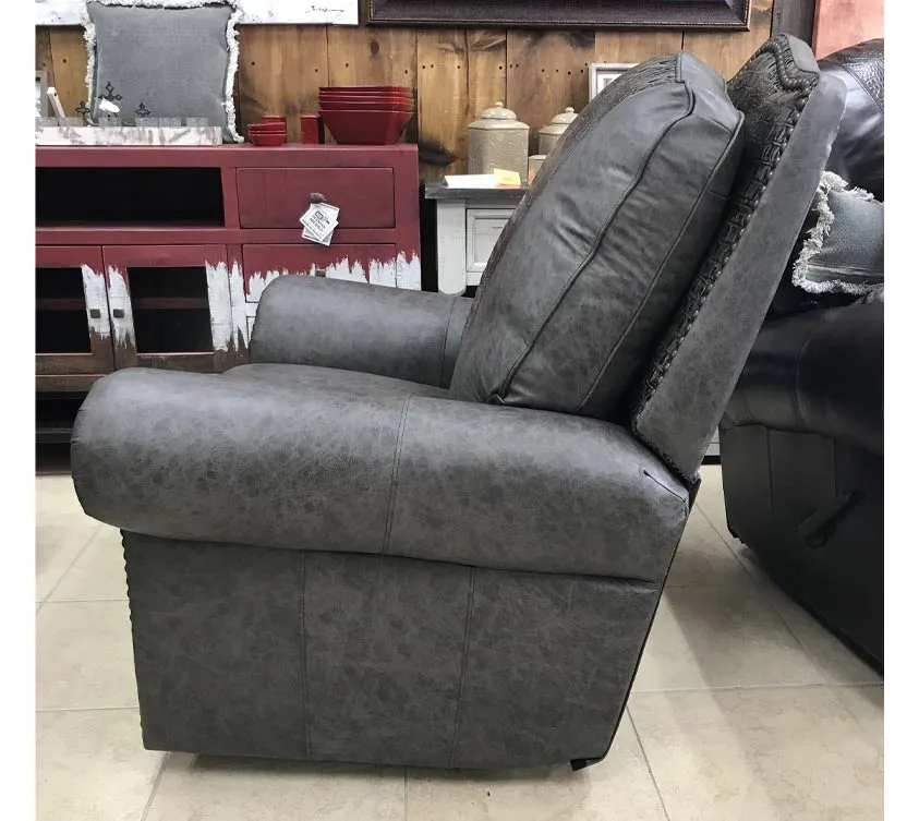 Custom Republic VIP Recliner Fargo Grey With Aged Gator