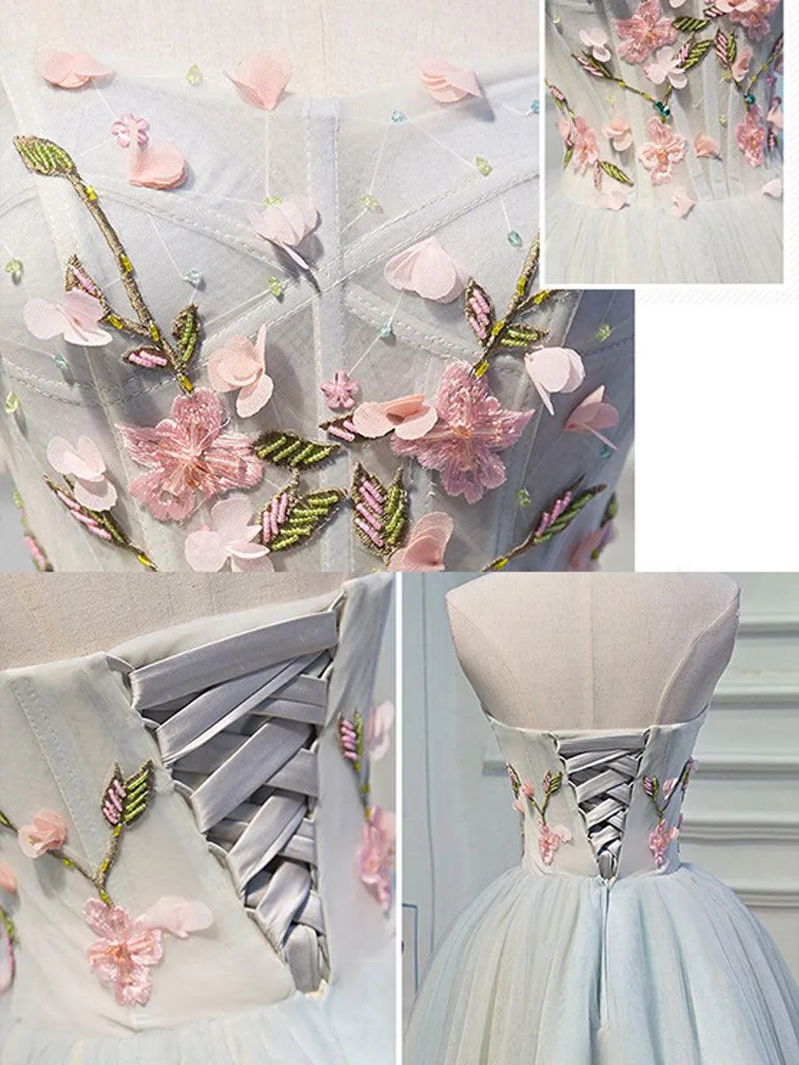 Cute Tulle Short Lace Applique Short Prom Dress Tulle Homecoming Dress HD0159