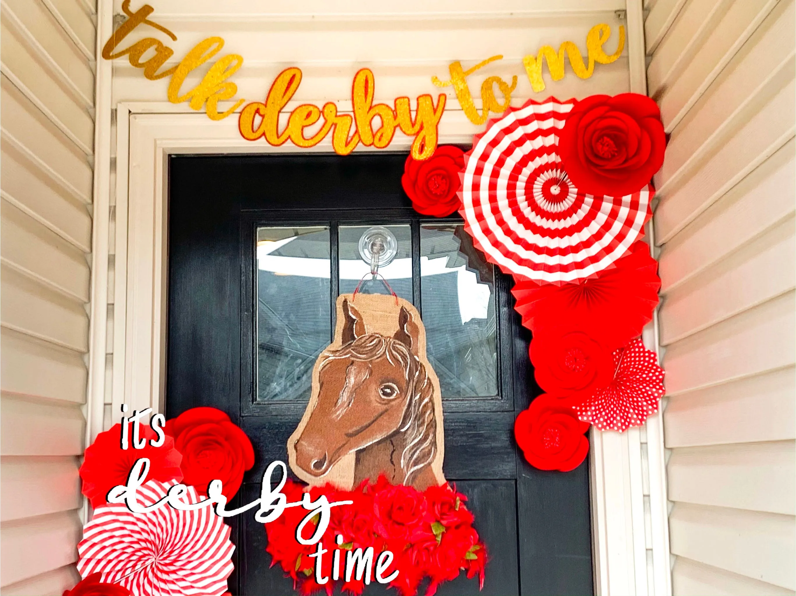 Derby Horse Door Hanger - Run for the Roses Horse Head Door Hanger