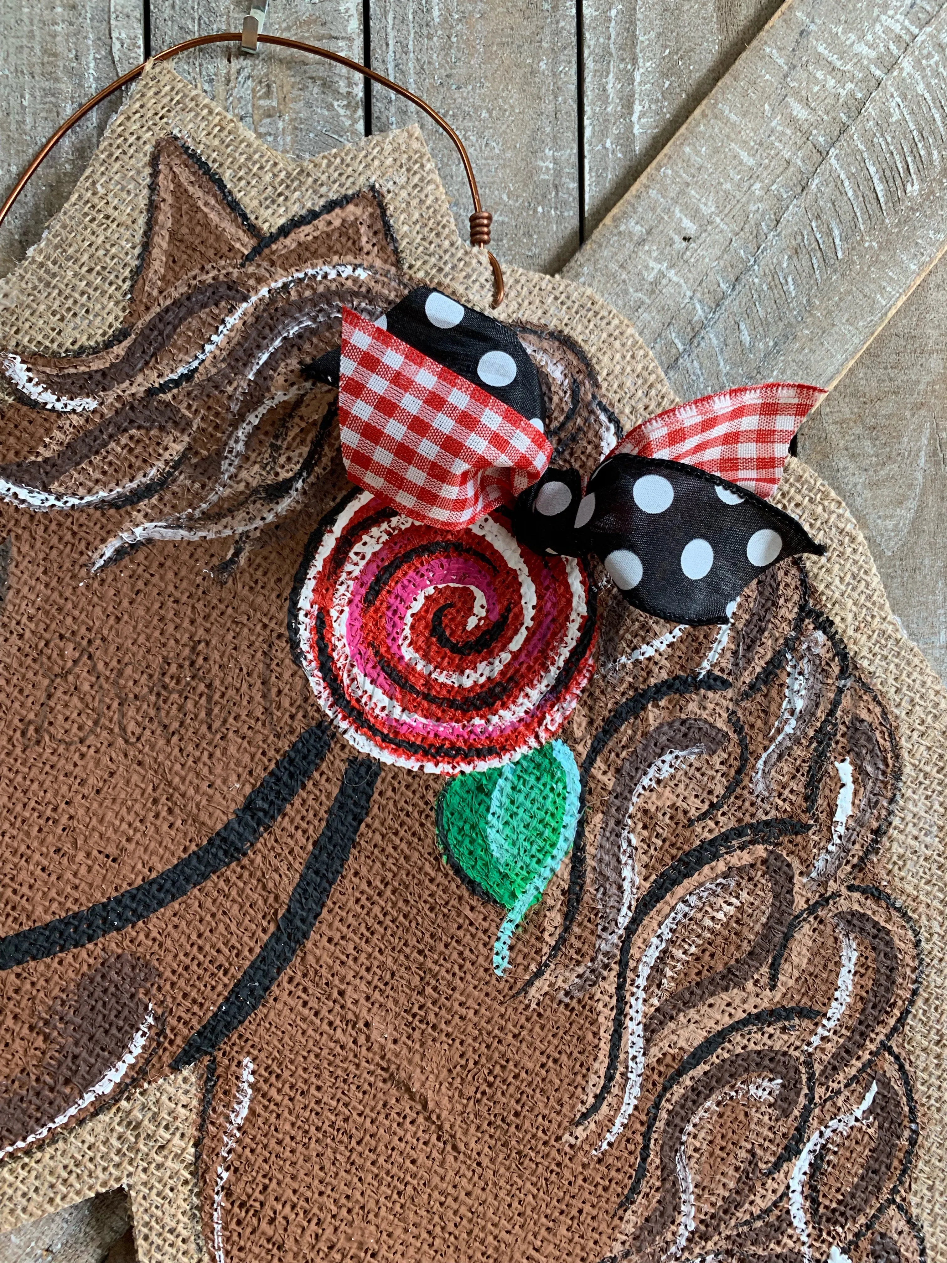 Derby Horse Door Hanger - Whimsy Horse Head Door Hanger in Brown