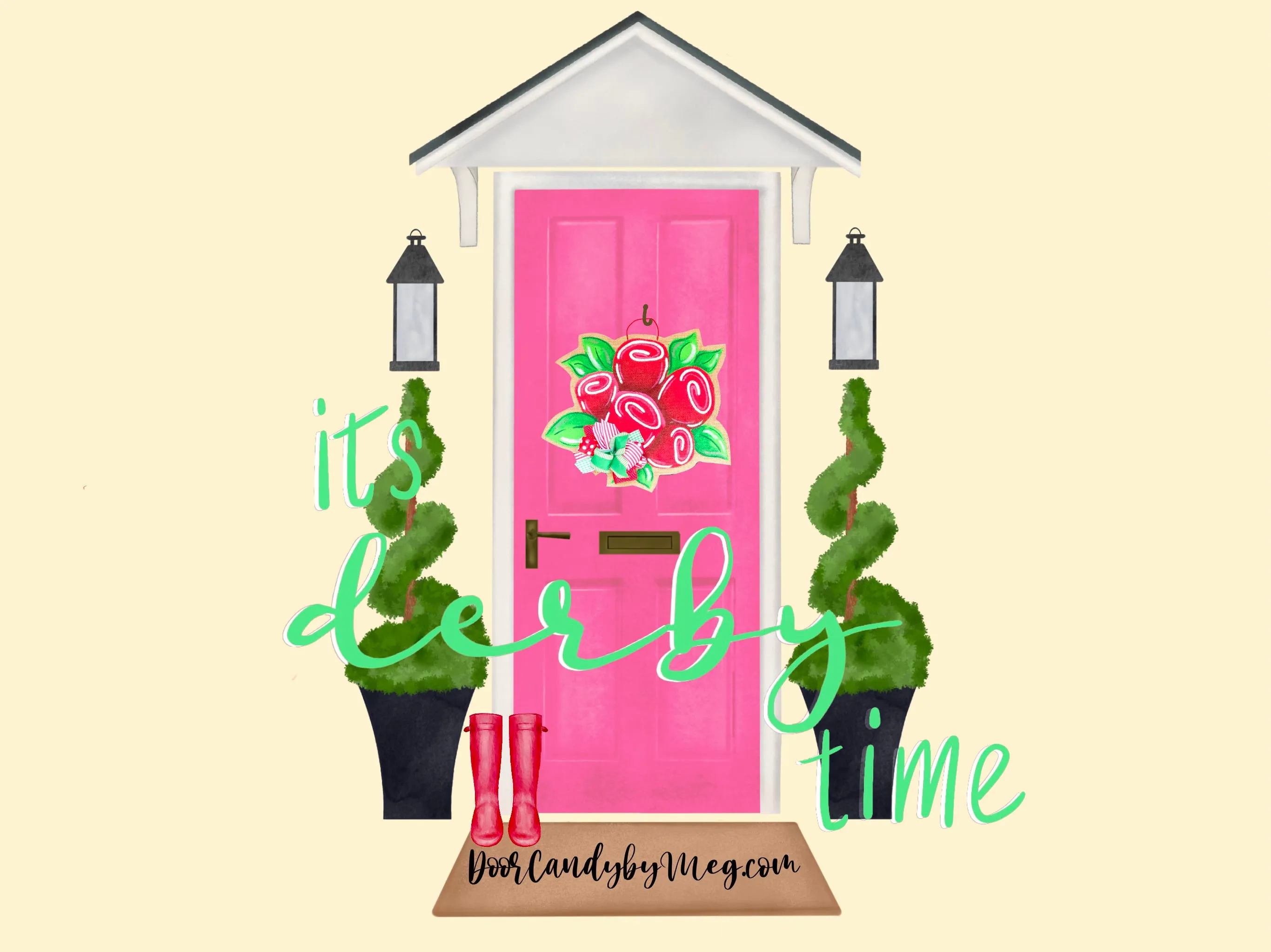 Derby Roses Burlap Door Hanger