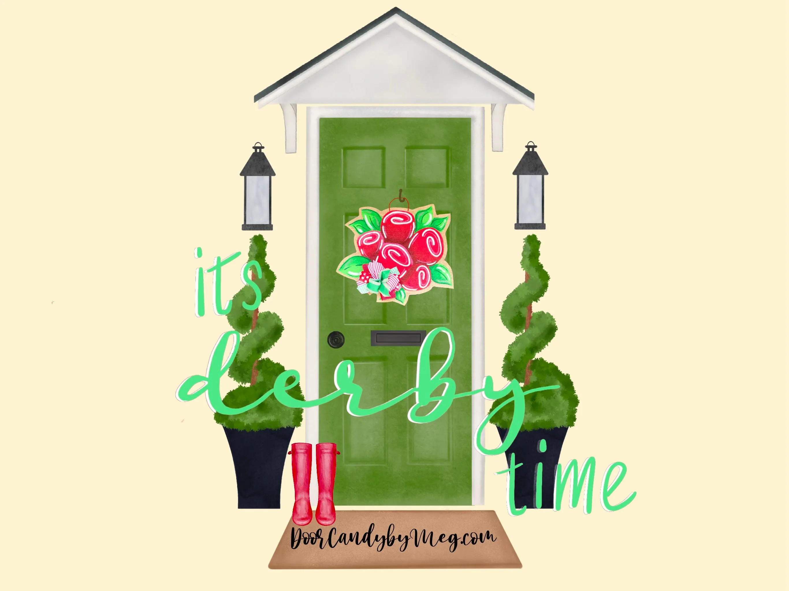 Derby Roses Burlap Door Hanger
