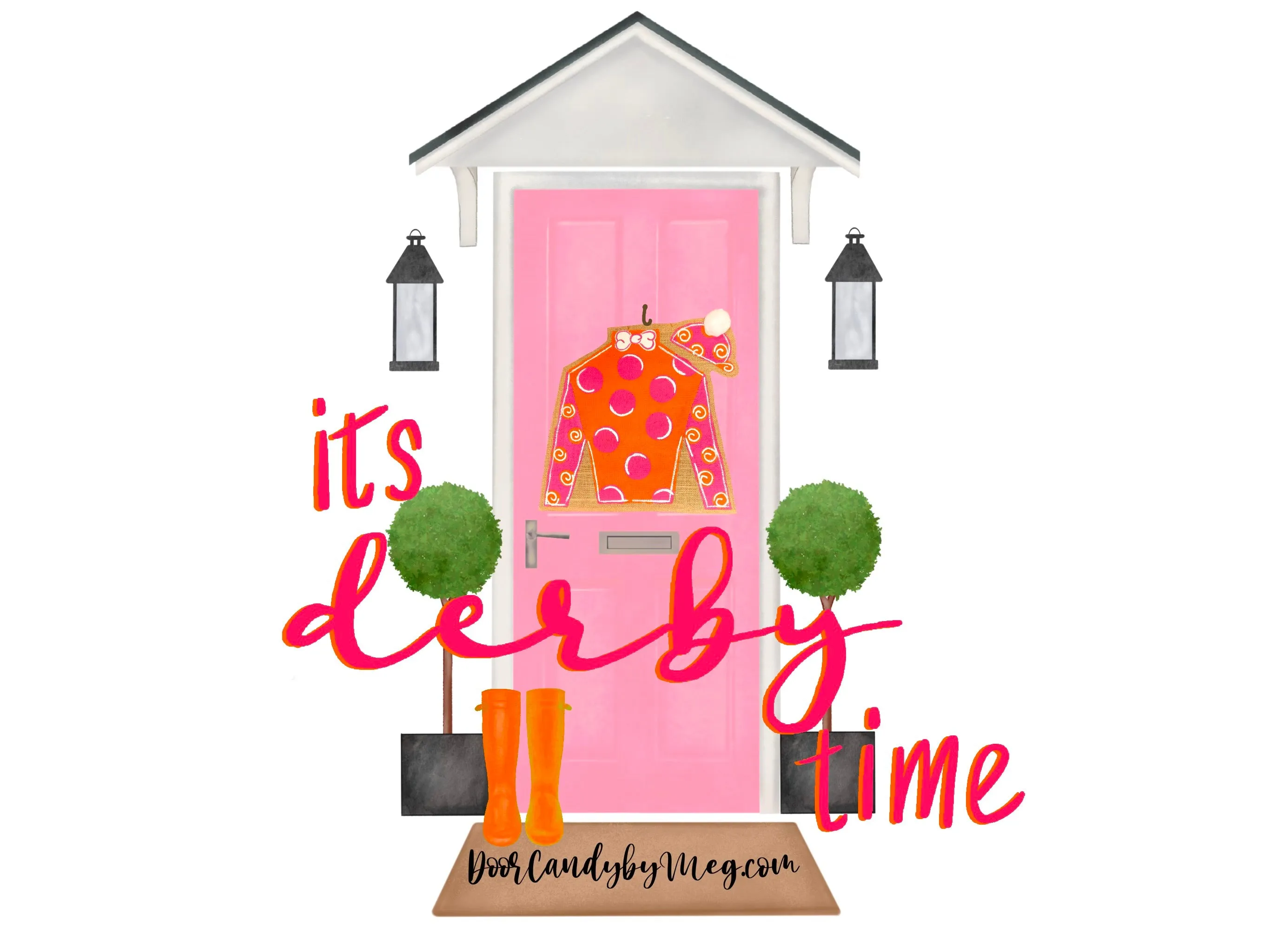 Derby Silk Door Hanger in Pink/Orange