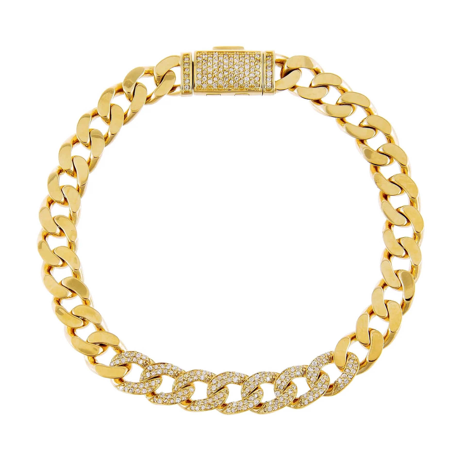 Diamond Cuban Chain Link Bracelet 14K