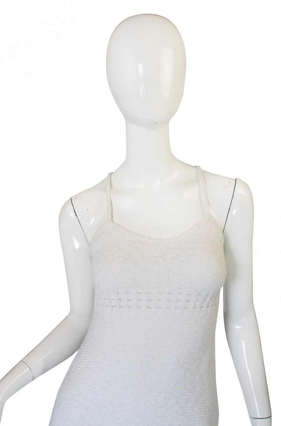 Documented 1978 Courreges White Knit Halter Dress