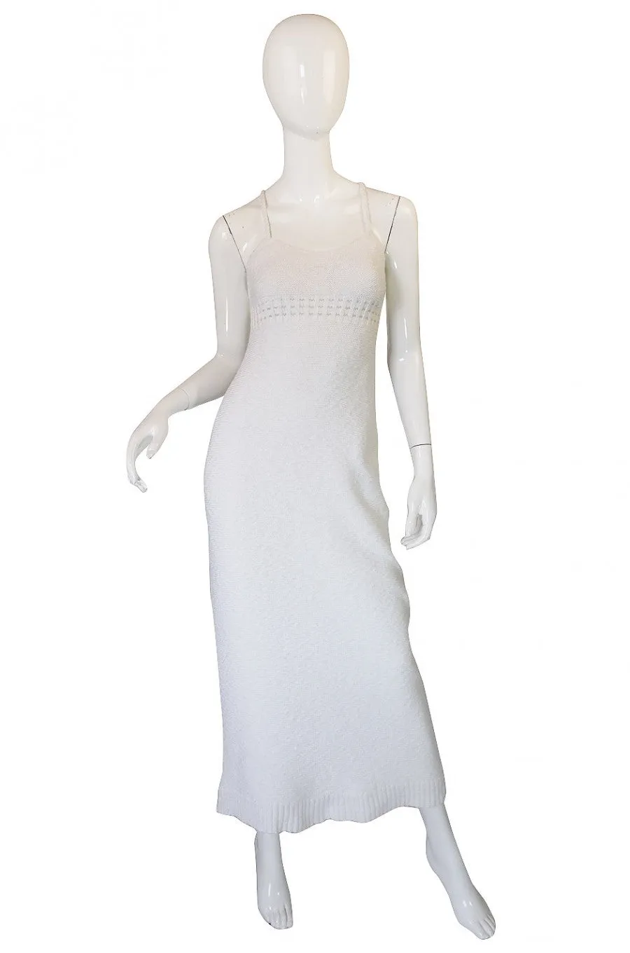 Documented 1978 Courreges White Knit Halter Dress