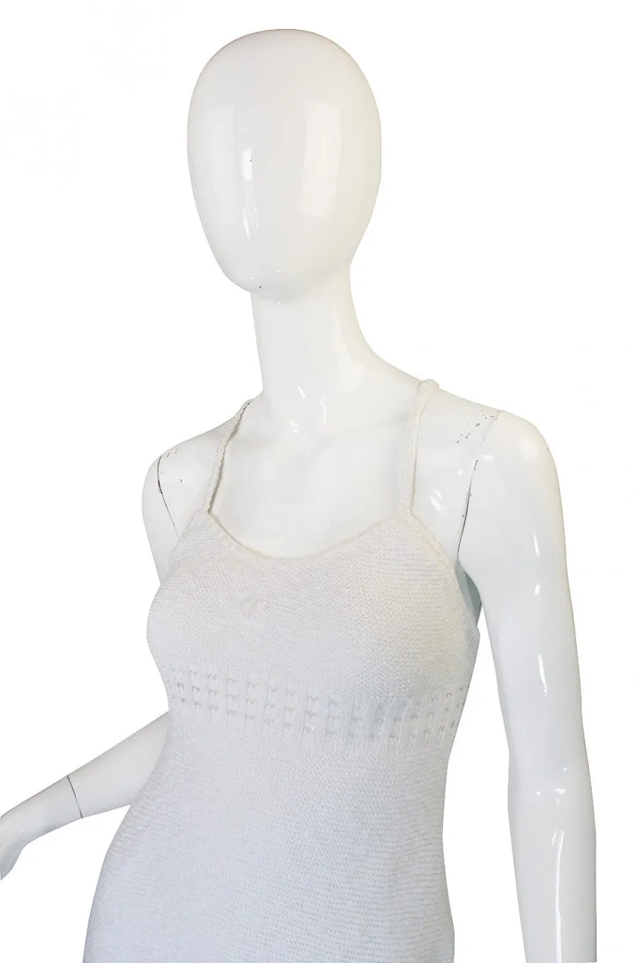 Documented 1978 Courreges White Knit Halter Dress