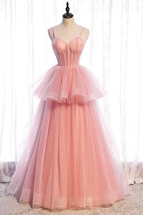 Elegant Spaghetti Straps A-line Prom/Evening Dresses Tiered Tulle TP1001