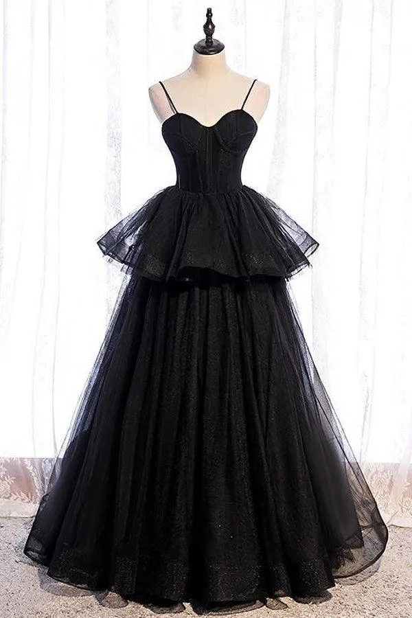 Elegant Spaghetti Straps A-line Prom/Evening Dresses Tiered Tulle TP1001