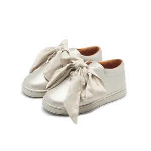 Emilia Organza Sneakers | Off White Metallic Leather