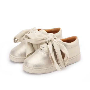 Emilia Organza Sneakers | Silver Metallic Leather