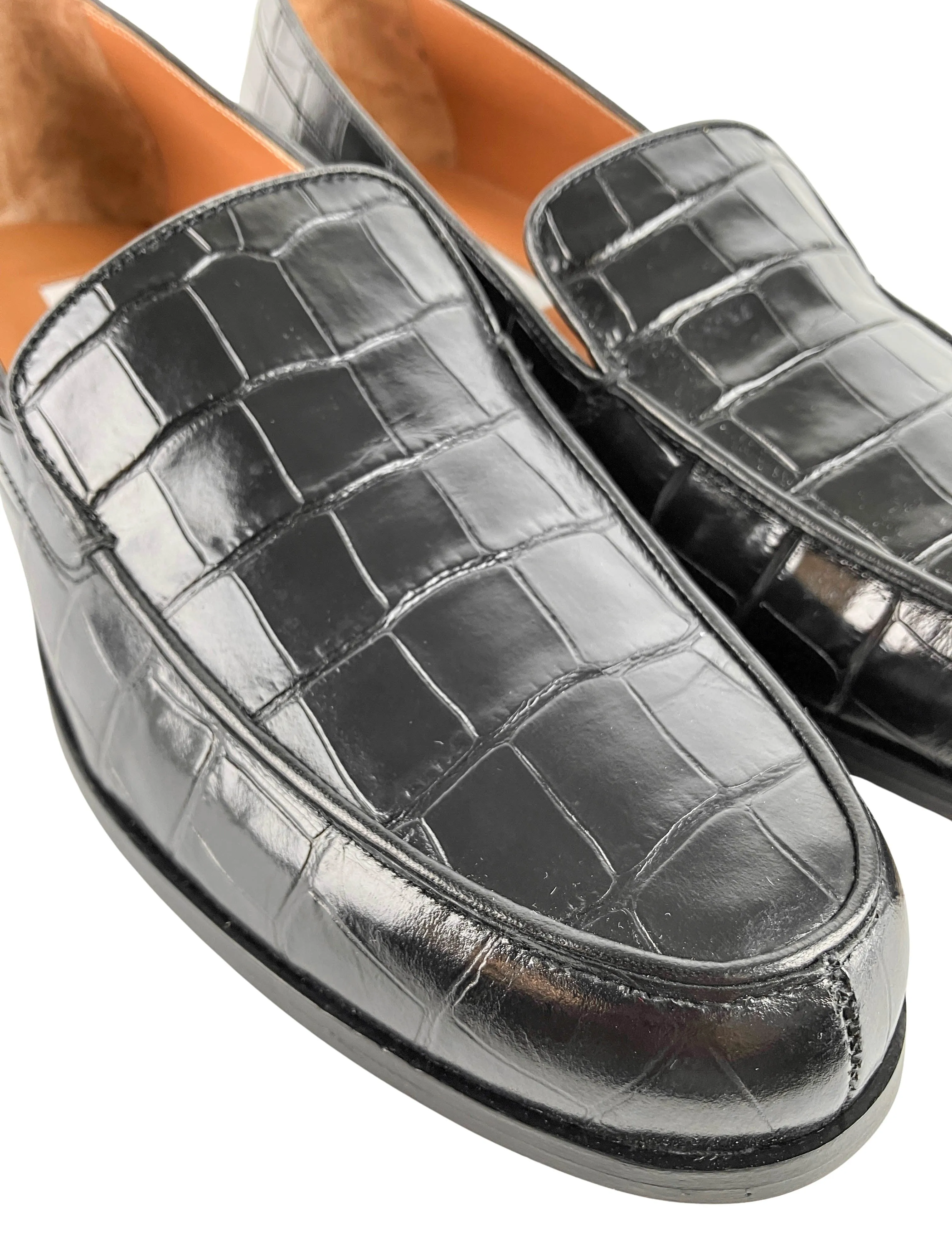 Emme Parsons Danielle Loafers in Black Embossed Croc