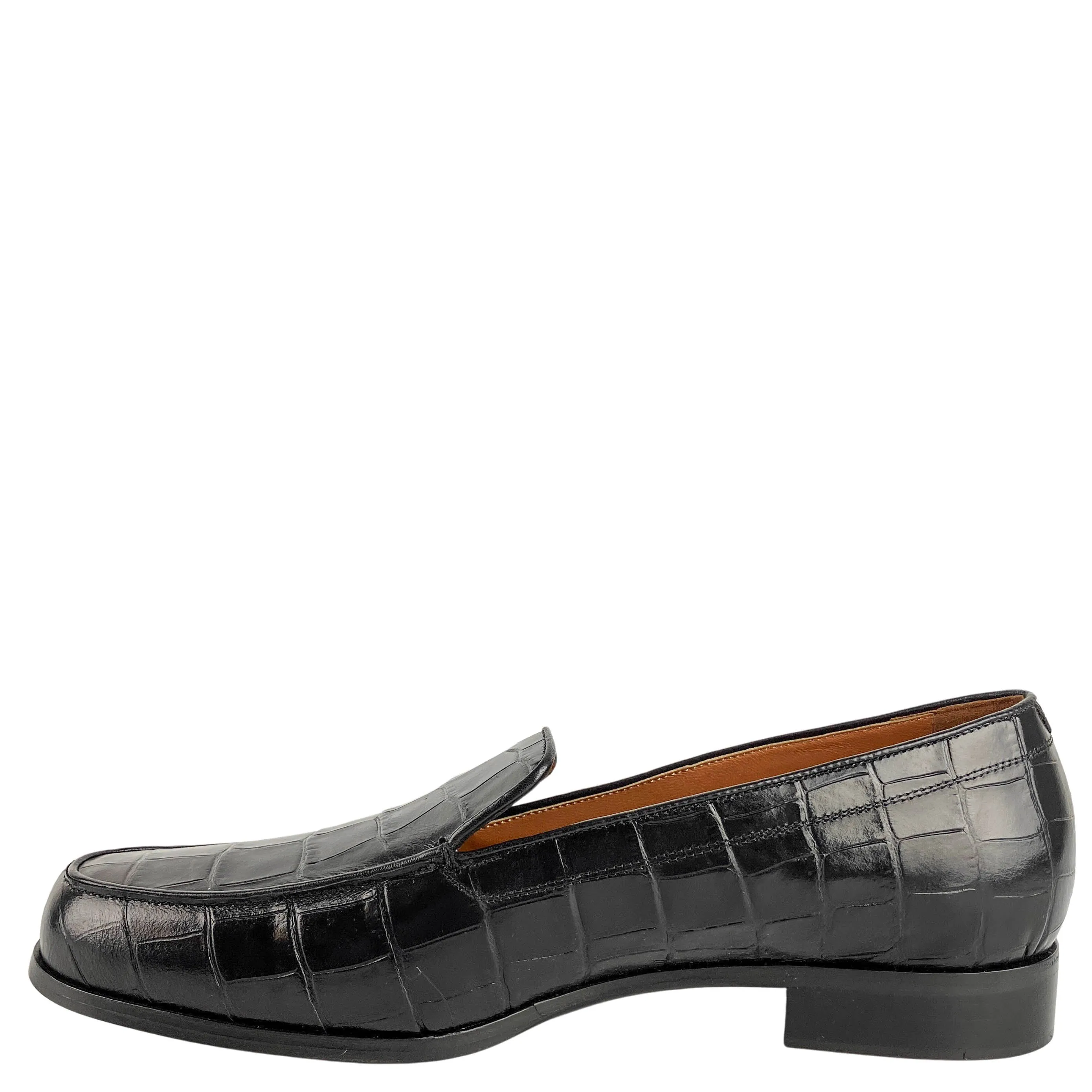 Emme Parsons Danielle Loafers in Black Embossed Croc