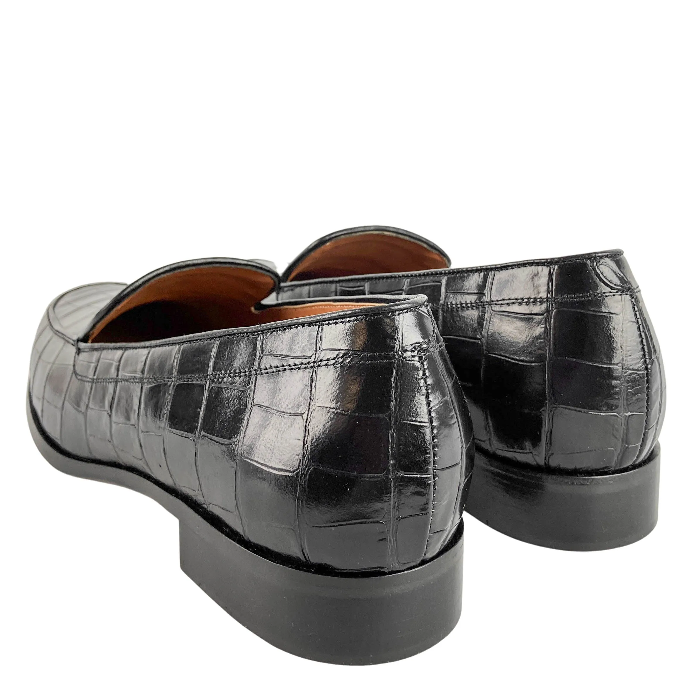 Emme Parsons Danielle Loafers in Black Embossed Croc