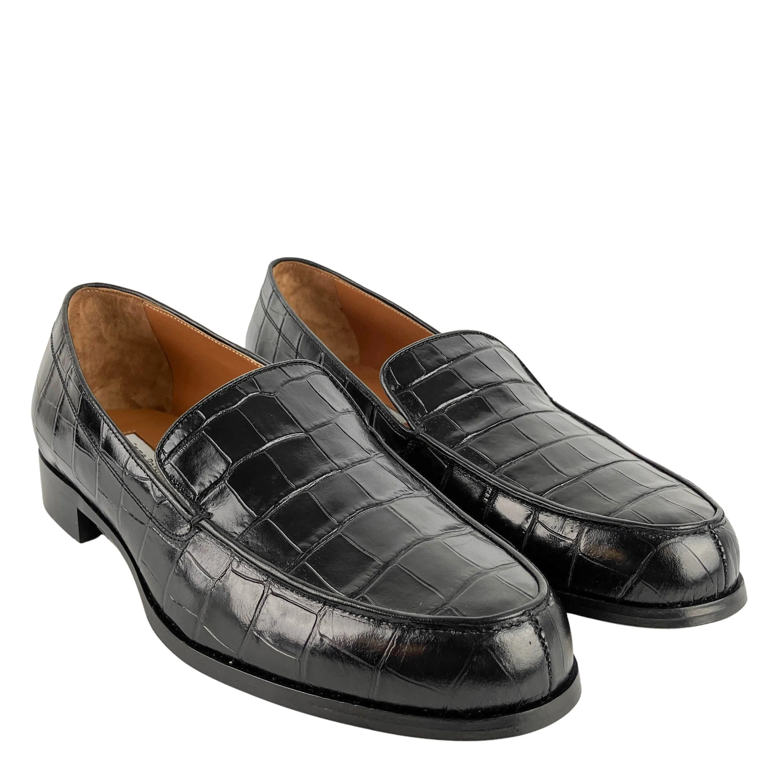 Emme Parsons Danielle Loafers in Black Embossed Croc