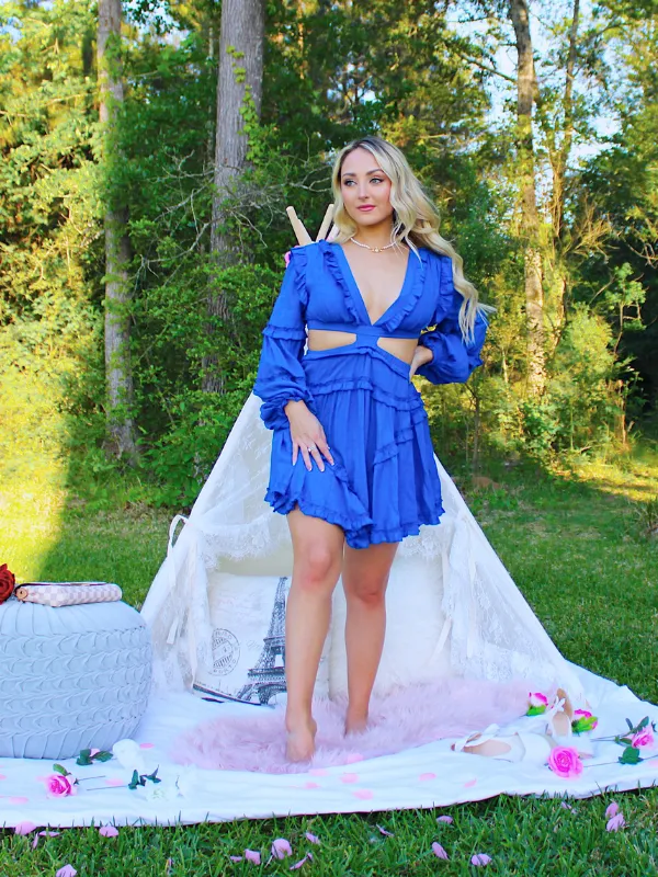 Enchant Me Ruffle Dress, Royal Blue