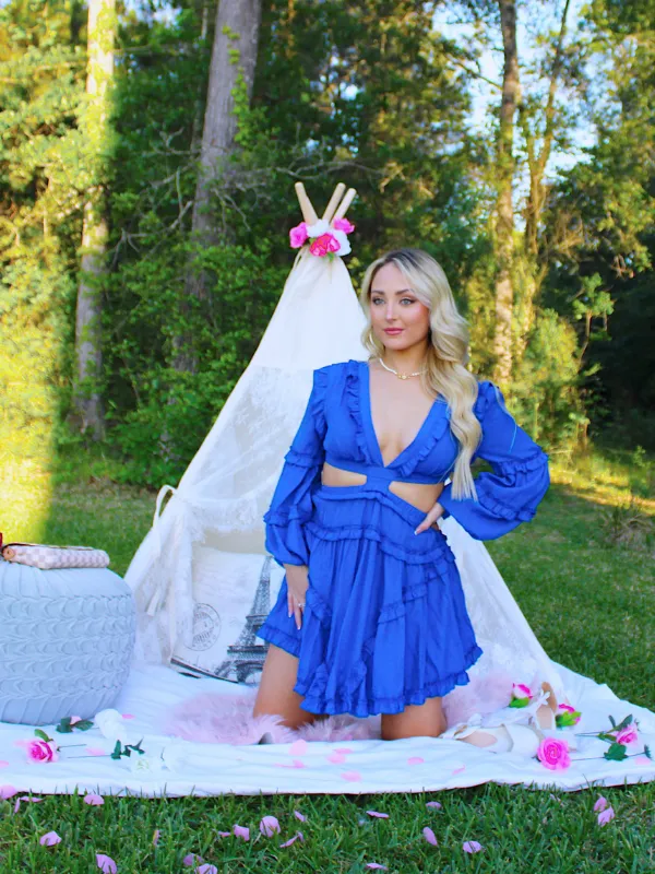 Enchant Me Ruffle Dress, Royal Blue