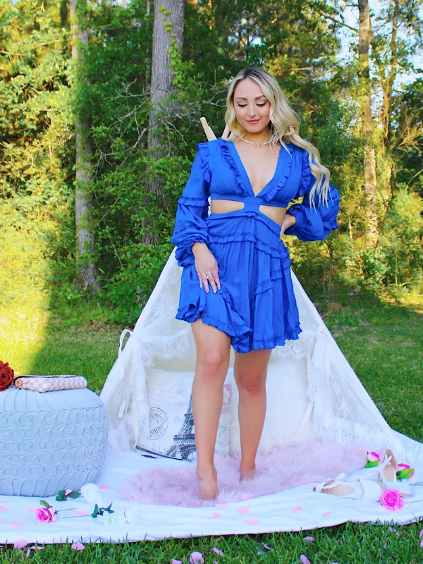 Enchant Me Ruffle Dress, Royal Blue