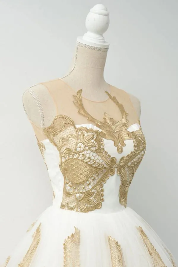 Fabulous White Homecoming Dress  Jewel Knee-Length Lace Appliques TR0099
