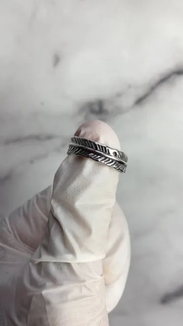 Feather Vintage Adjustable Ring for Women Men