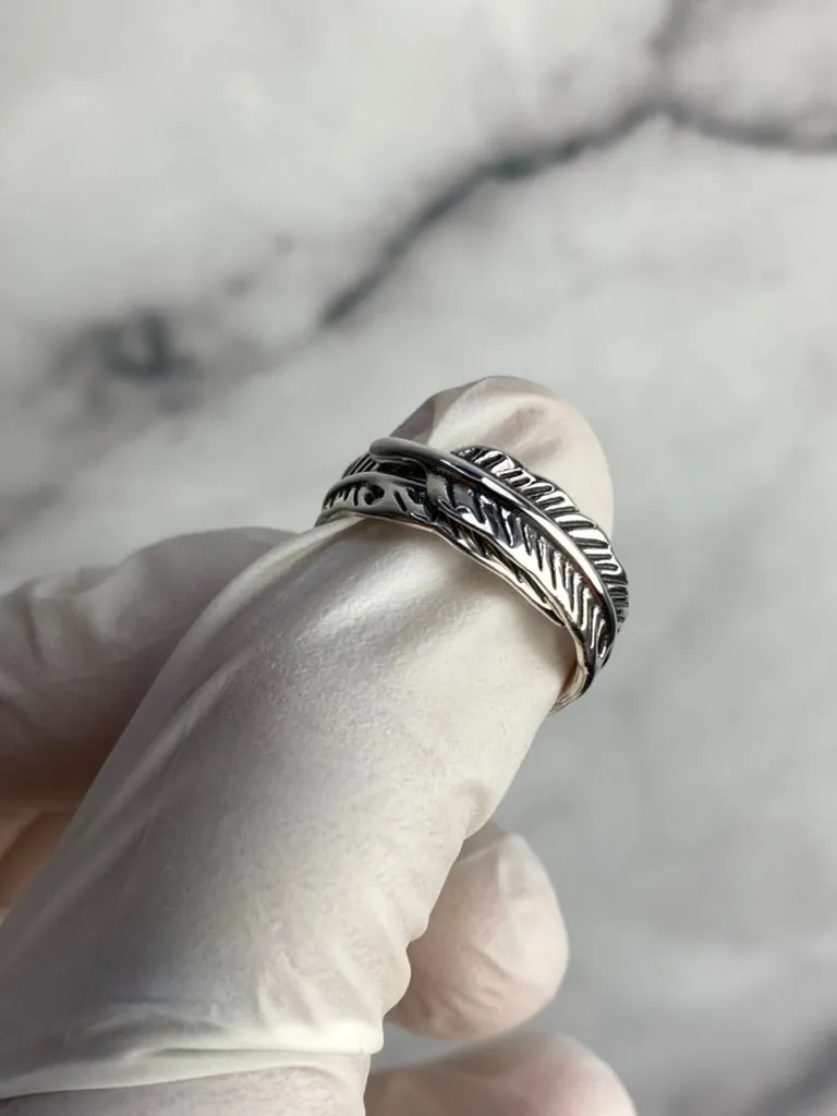 Feather Vintage Adjustable Ring for Women Men