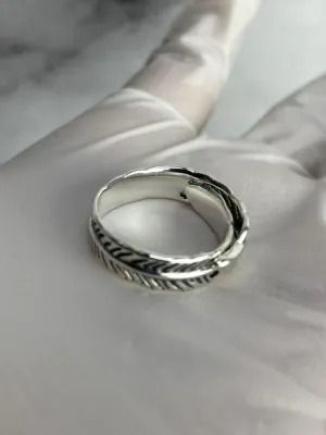 Feather Vintage Adjustable Ring for Women Men