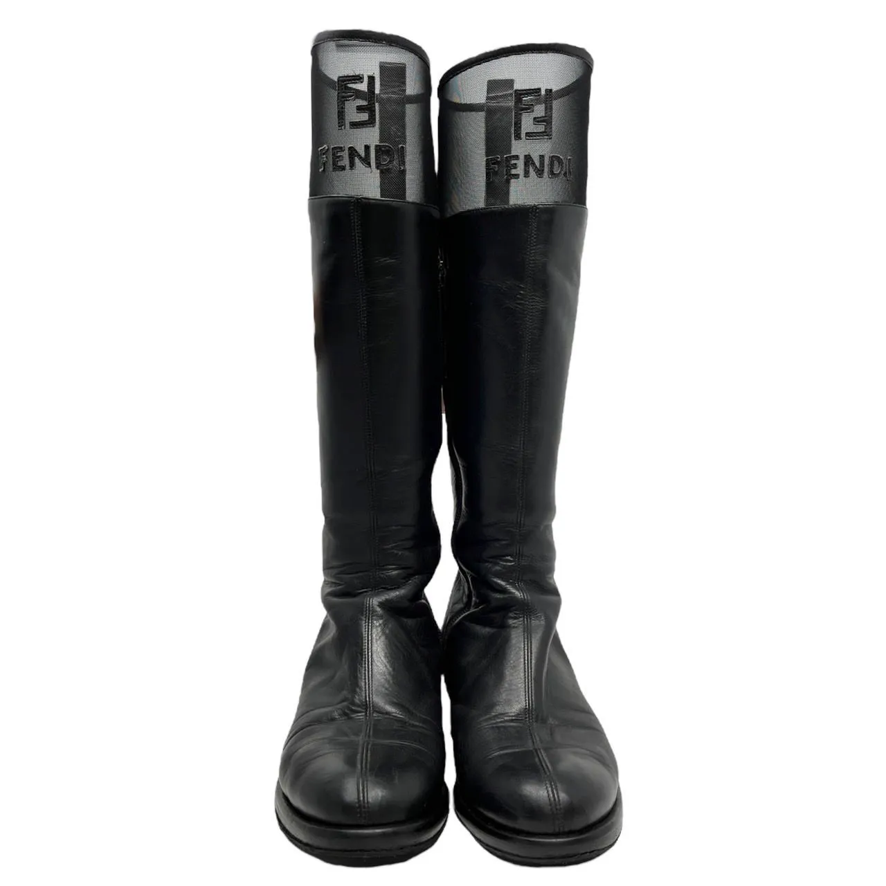 Fendi Black Mesh Logo Boots