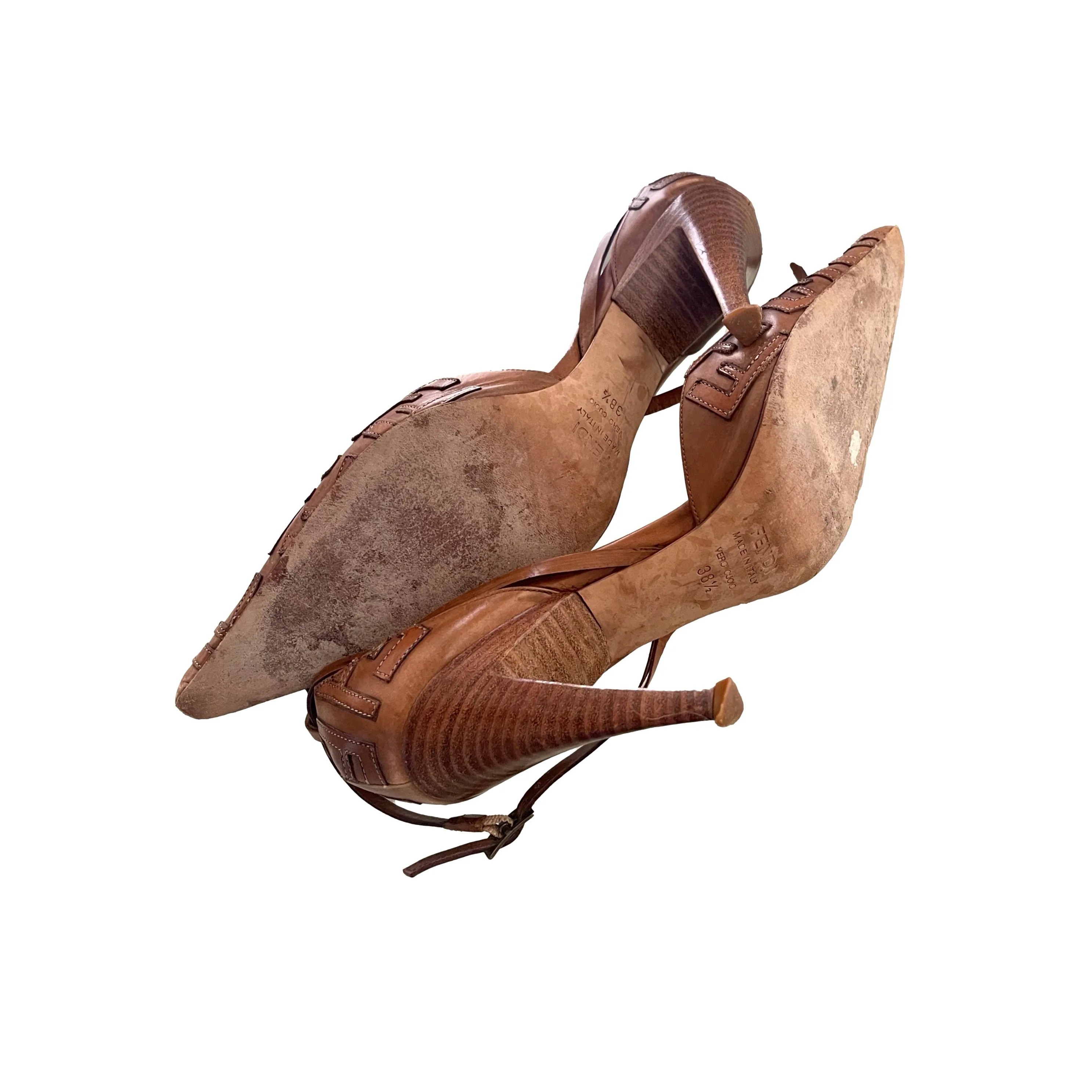Fendi Tan Logo Heels