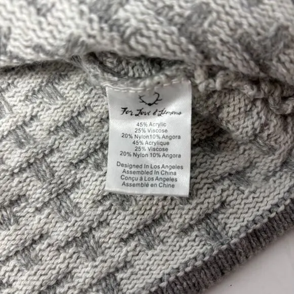 For‎ Love &amp; Lemons Knitz Dress Women's Medium Grey White Chunky Knit Sweater