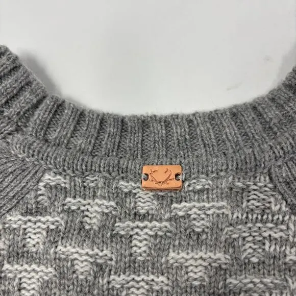 For‎ Love &amp; Lemons Knitz Dress Women's Medium Grey White Chunky Knit Sweater