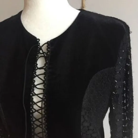 FOXIEDOX ANTRO NWT BLACK LACE VELVET DRESS SZ XS