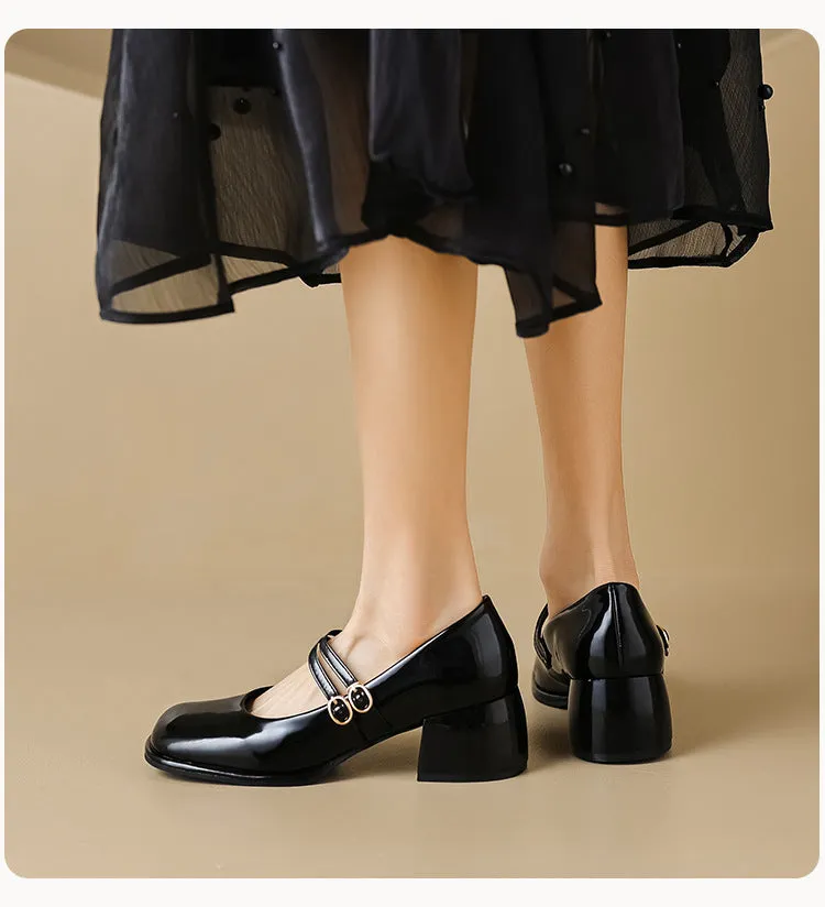 French Mary Jane Shoes Thick Heel Retro Women's Shoes