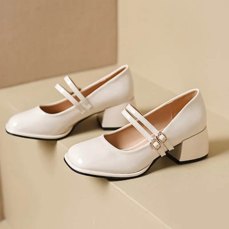 French Mary Jane Shoes Thick Heel Retro Women's Shoes