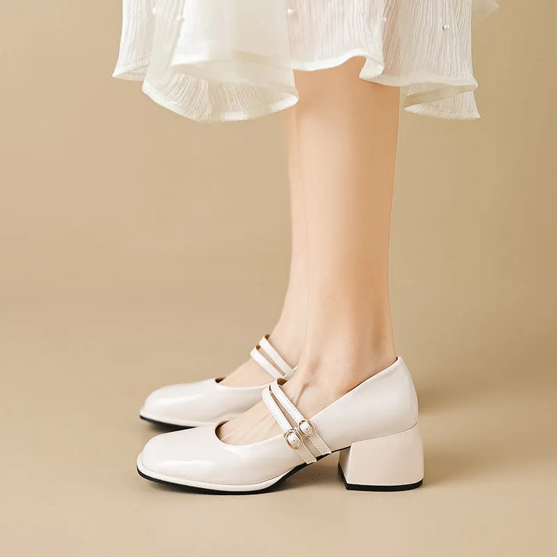 French Mary Jane Shoes Thick Heel Retro Women's Shoes
