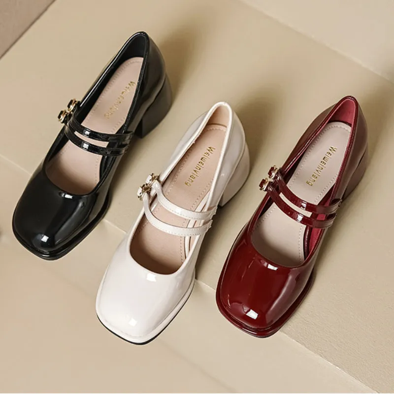 French Mary Jane Shoes Thick Heel Retro Women's Shoes