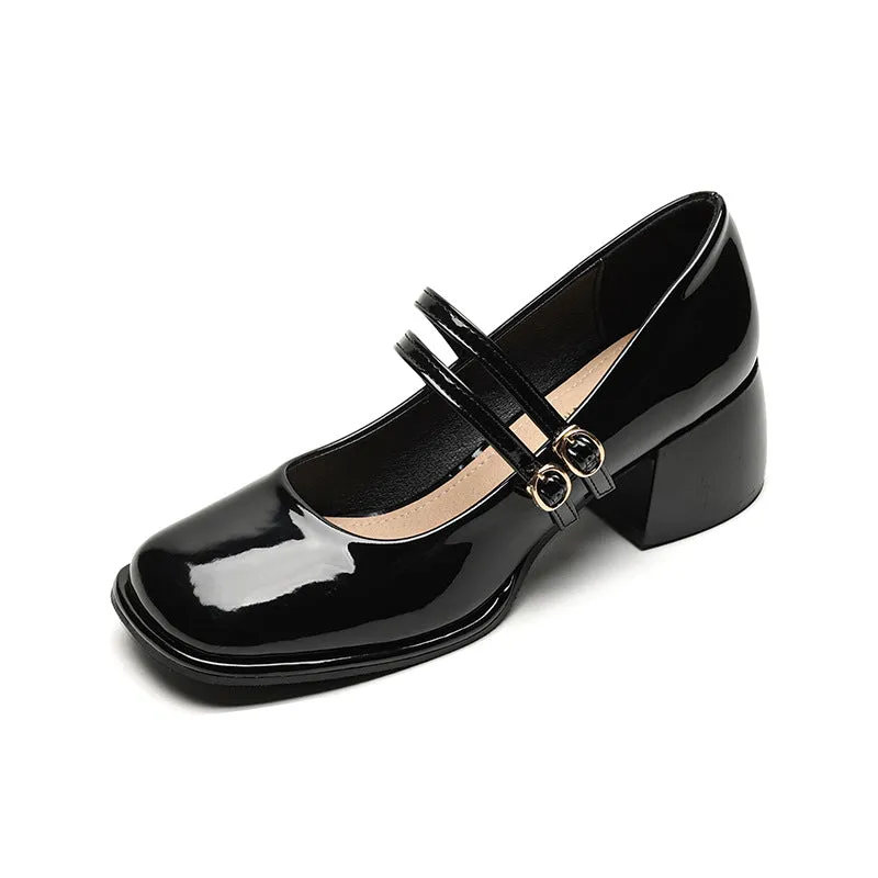 French Mary Jane Shoes Thick Heel Retro Women's Shoes
