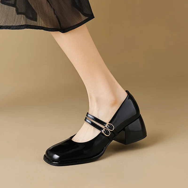 French Mary Jane Shoes Thick Heel Retro Women's Shoes