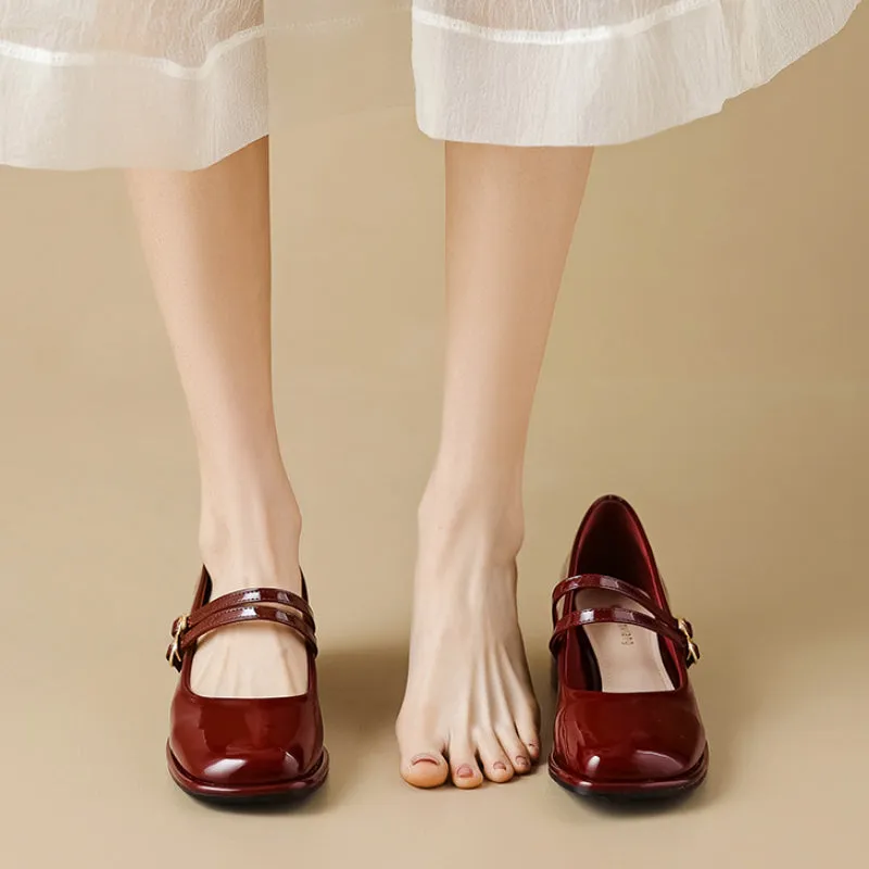 French Mary Jane Shoes Thick Heel Retro Women's Shoes