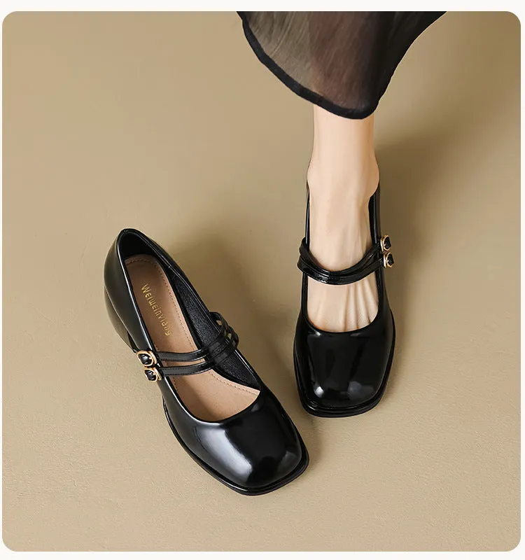 French Mary Jane Shoes Thick Heel Retro Women's Shoes