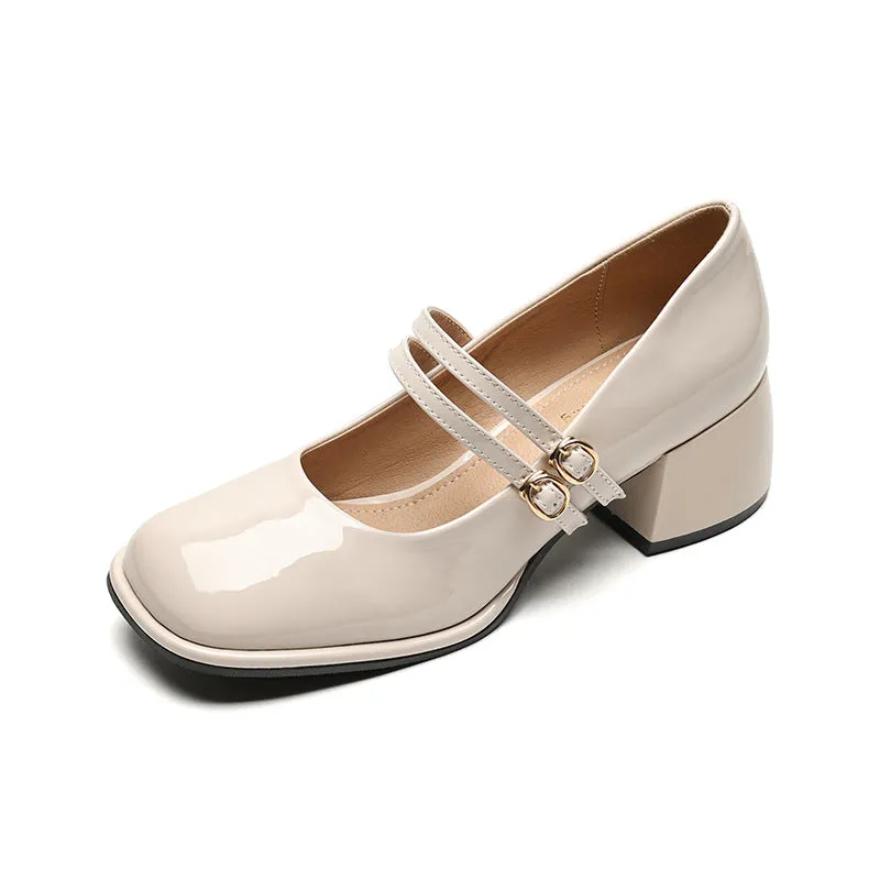 French Mary Jane Shoes Thick Heel Retro Women's Shoes