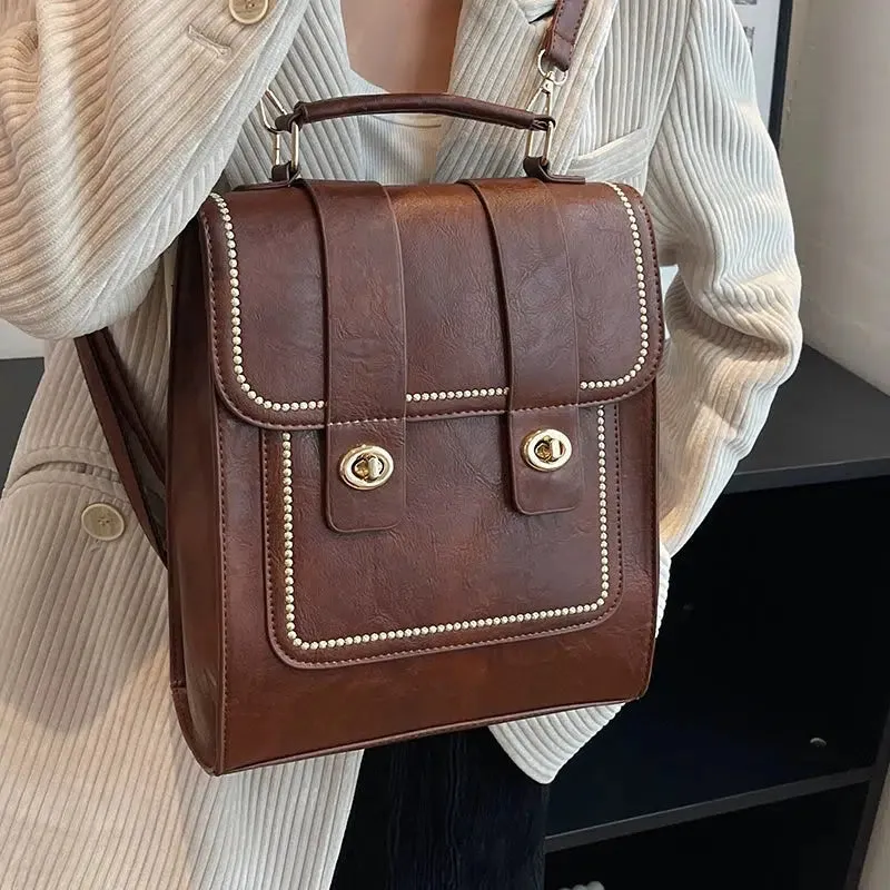 Front Pocket Leather Backpack