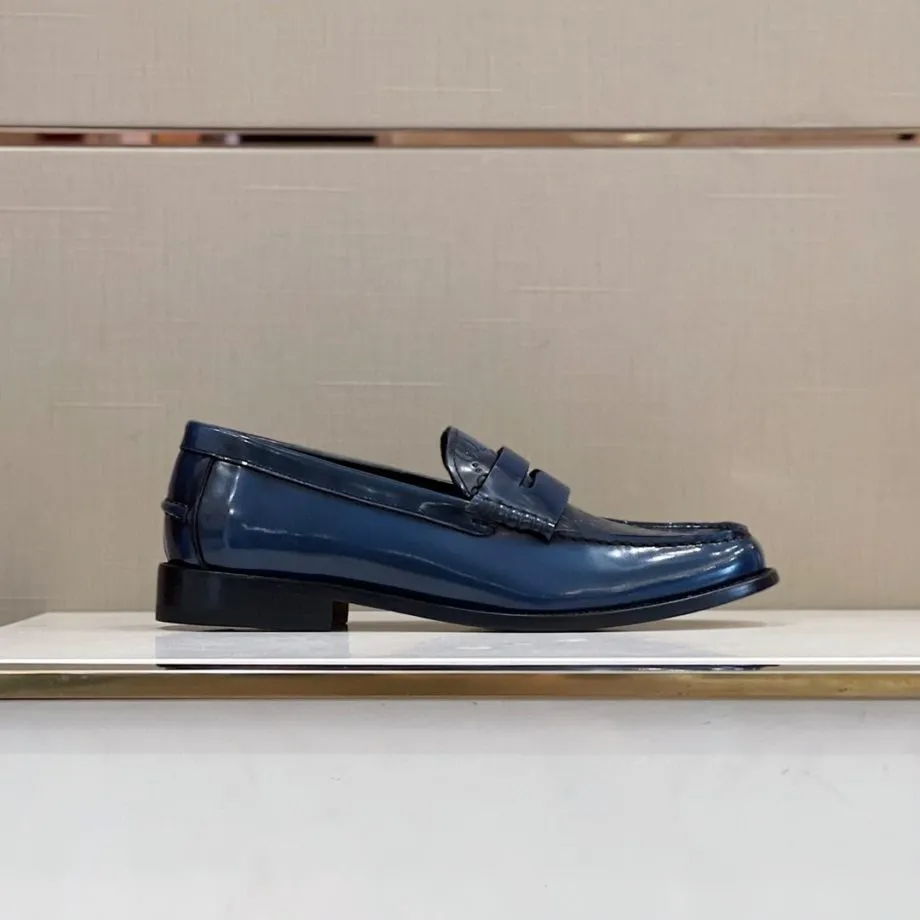 GCI Men's GG Embossed Loafers Horsebit Blue For Men 699501