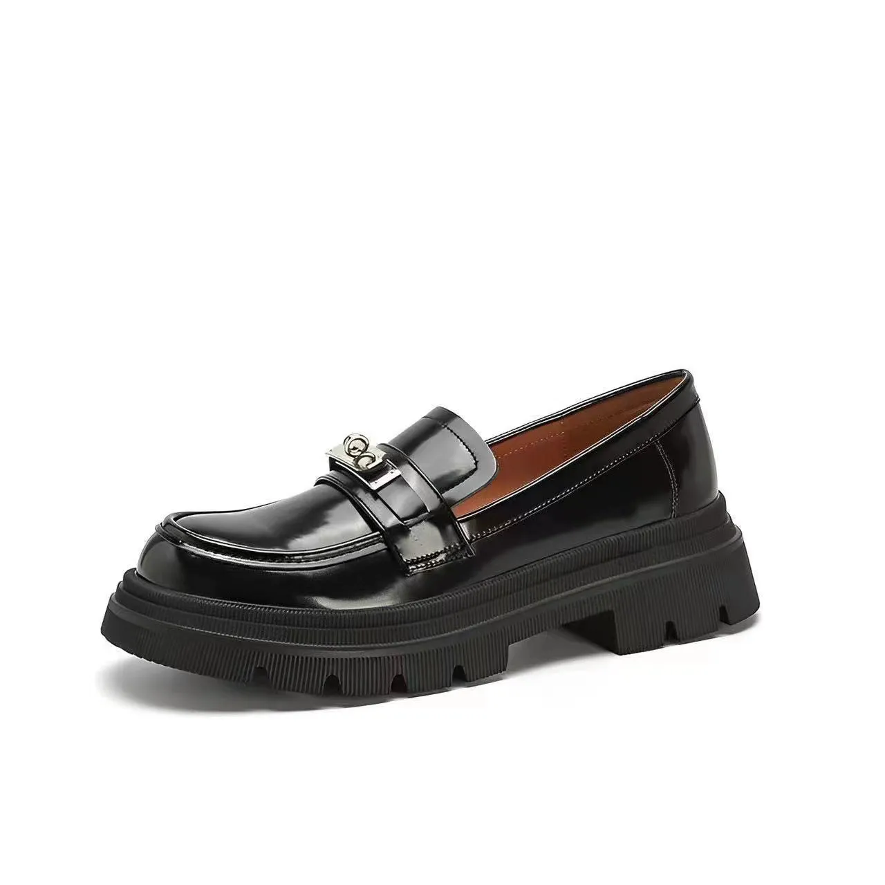 Genuine Leather Buckle Thick-soled Loafers, Versatile British Style Women's Shoes