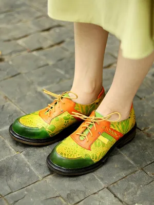 Genuine Leather Oxford Inspired Lemon Feeling Sneakers