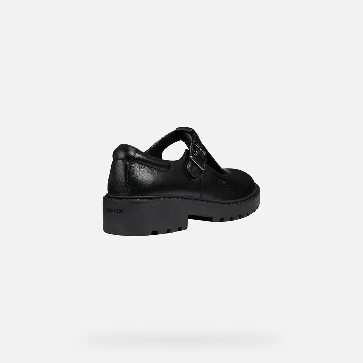 Geox Casey Smooth Leather T Bar Buckle School Shoe